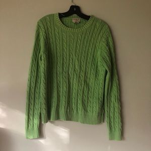 L.L. Bean Vintage Green Cable Knit Sweater - Large